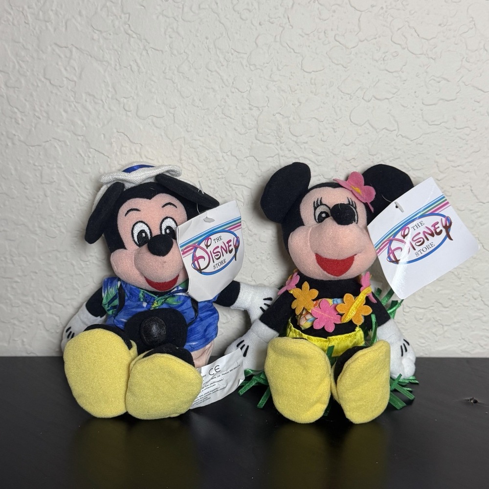 Vintage Disney Store Tourist Mickey Mouse and Hula Minnie Mouse